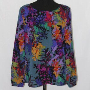 Cupio Multi Color Floral Long Sleeve Blouse
